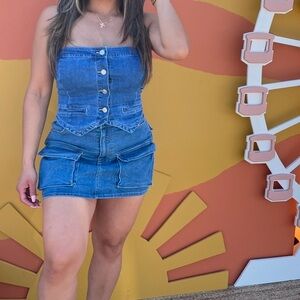 Stylish Blue stretch Denim skirt